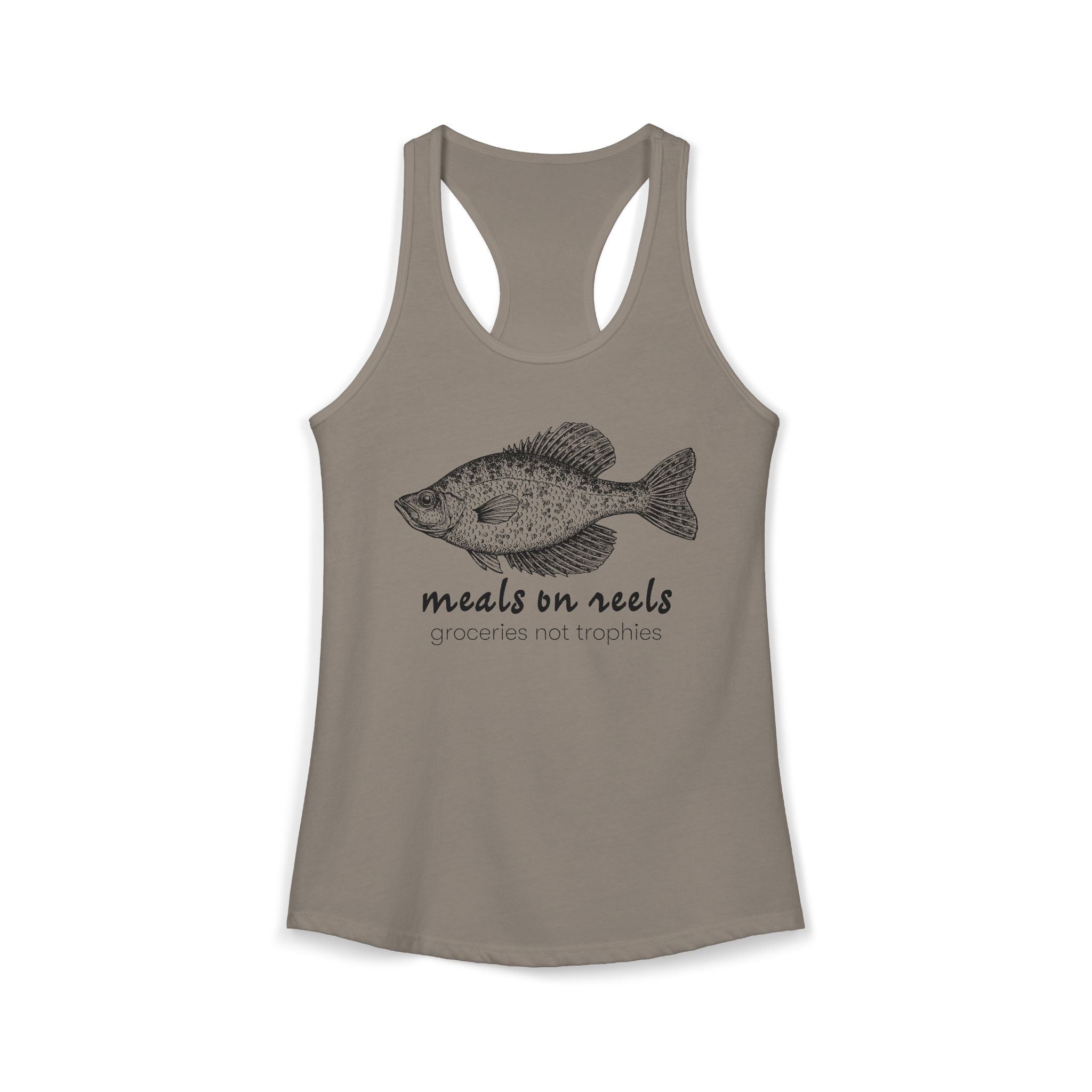 Meals on Reels: Groceries Not Trophies — Women’s Racerback Tank
