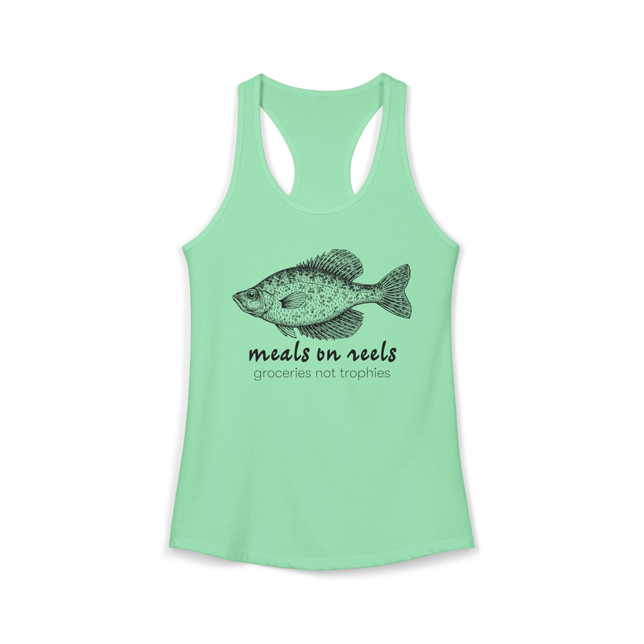Meals on Reels: Groceries Not Trophies — Women’s Racerback Tank