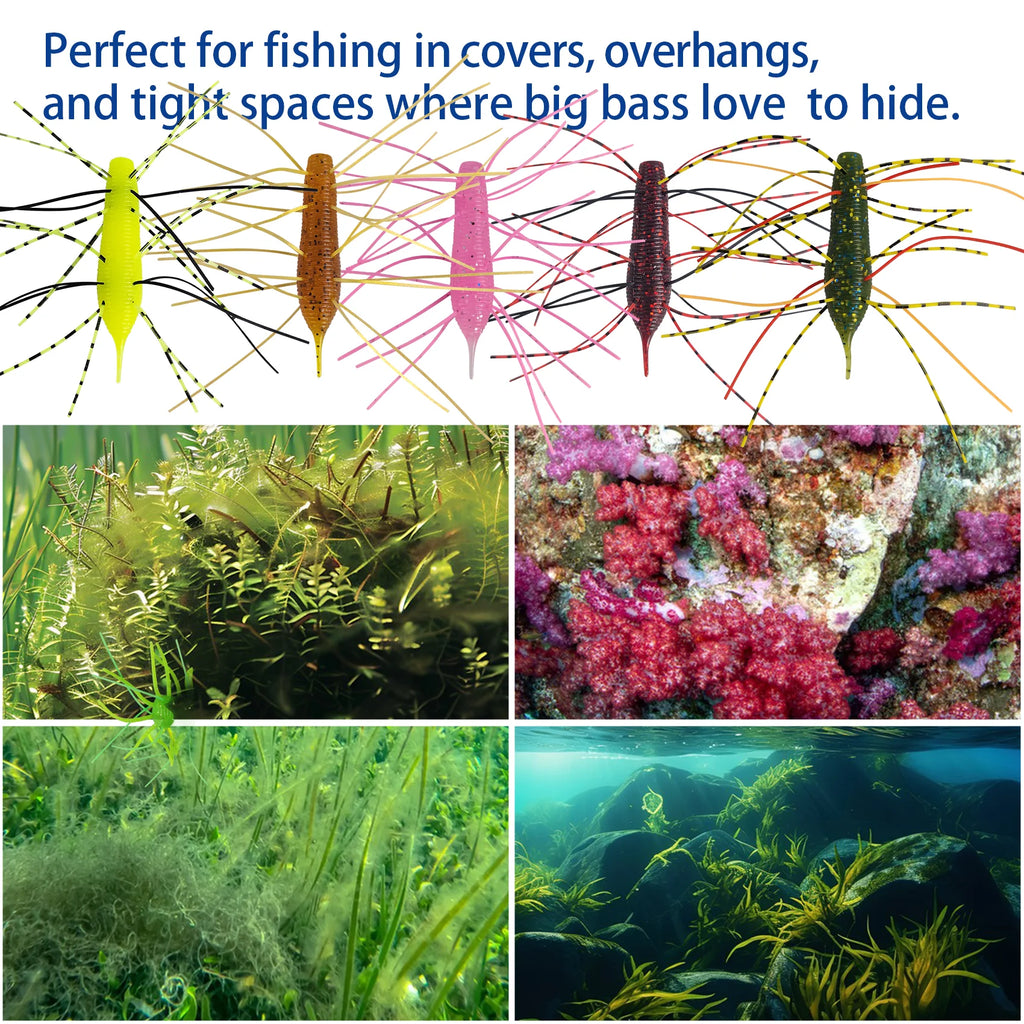 Aventik Soft Fishing Bait Senko Worms Stick Baits Sinking Wacky Worms for Bass Fishing Ned Rig 4cm&6cm