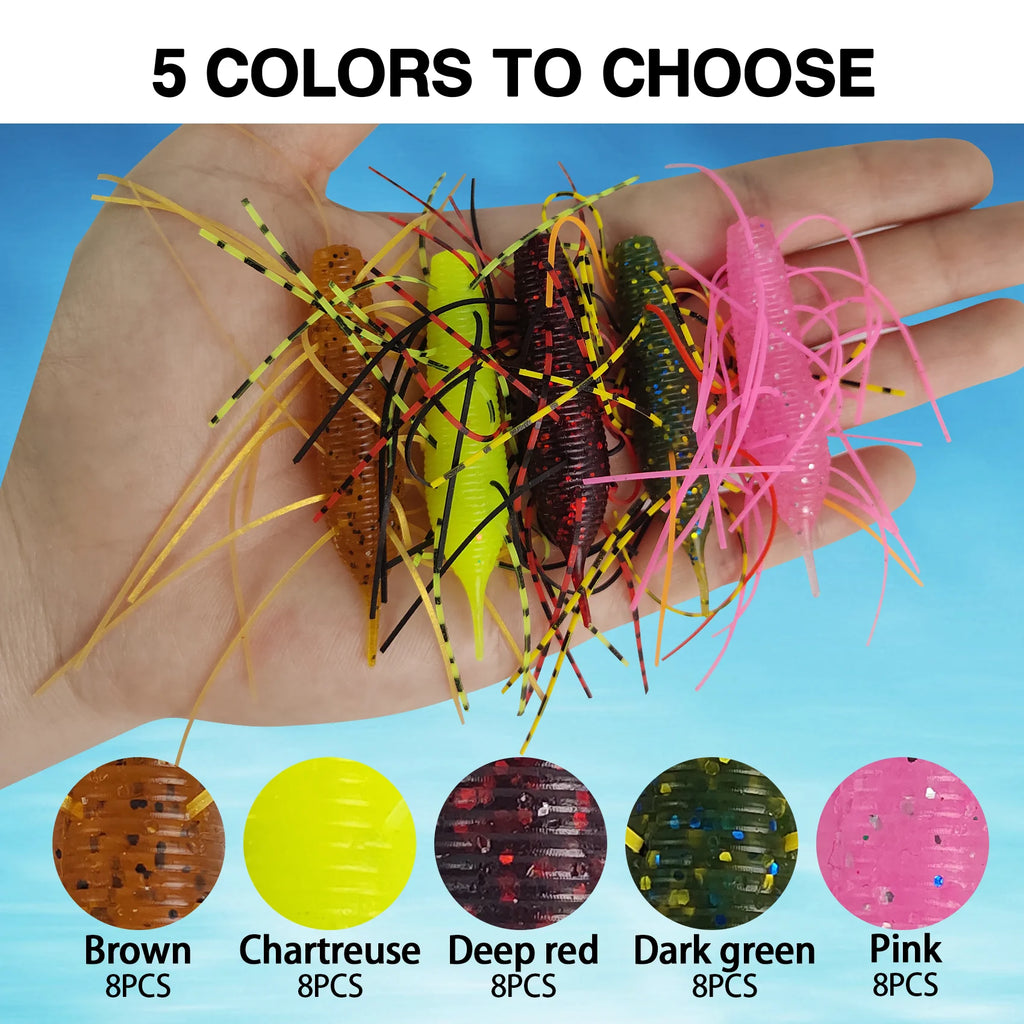 Aventik Soft Fishing Bait Senko Worms Stick Baits Sinking Wacky Worms for Bass Fishing Ned Rig 4cm&6cm