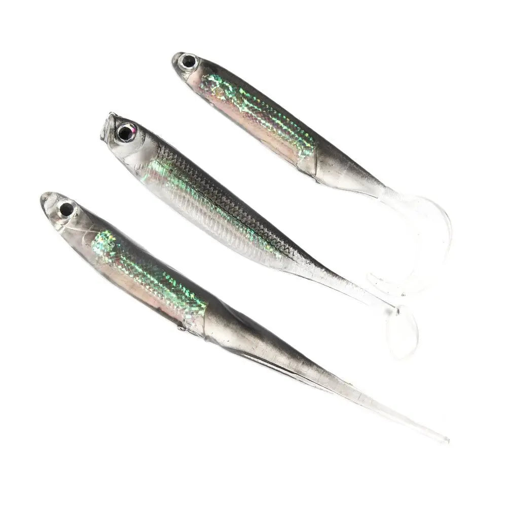 5Pcs/lot Fishing Soft Bait Length 7CM/2.5 inches, T Tail fish Fishing Lures Rainbow Color