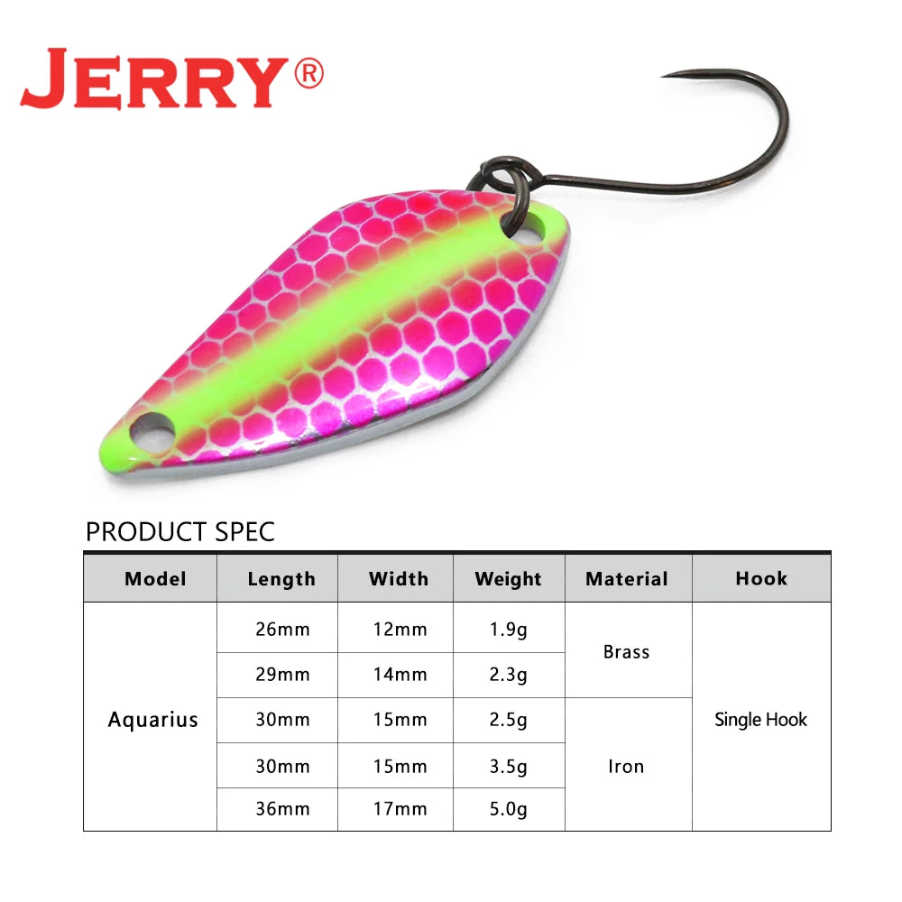 Jerry Aquarius High Quality Fishing Lures Artificial Bait Hard Bait Trout Spoons Metal Lures For Freshwater Fishing Single Hook