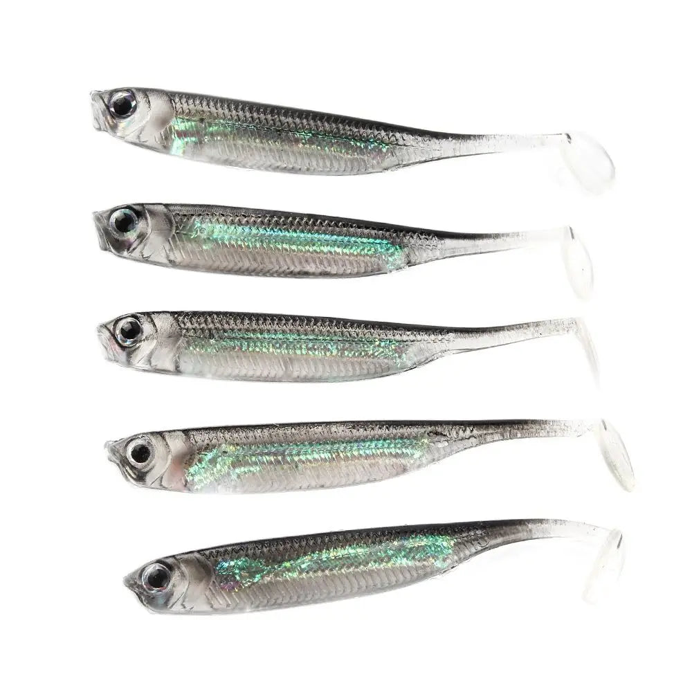 5Pcs/lot Fishing Soft Bait Length 7CM/2.5 inches, T Tail fish Fishing Lures Rainbow Color
