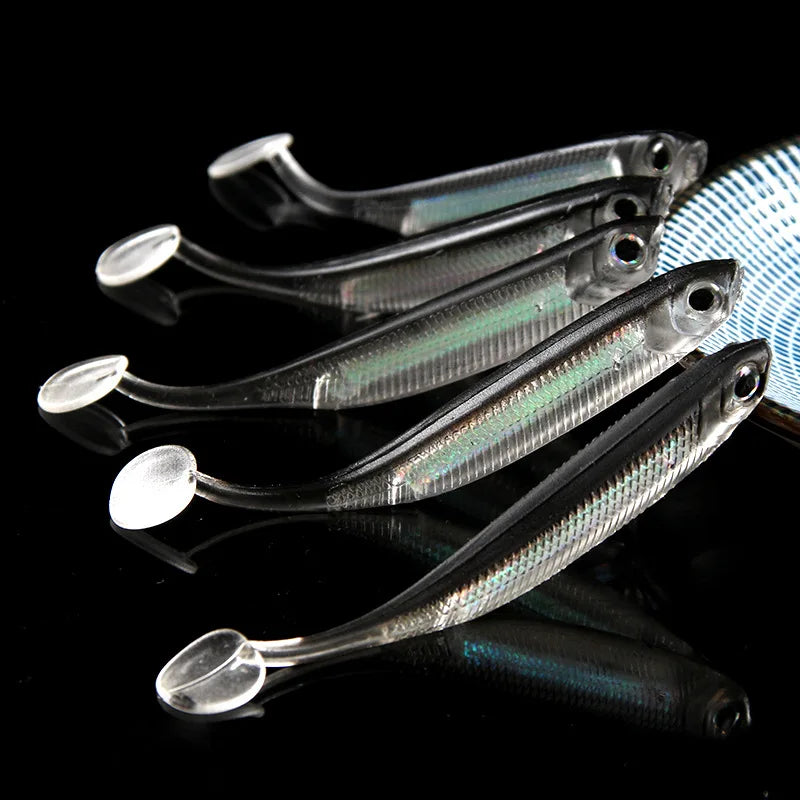 5Pcs/lot Fishing Soft Bait Length 7CM/2.5 inches, T Tail fish Fishing Lures Rainbow Color