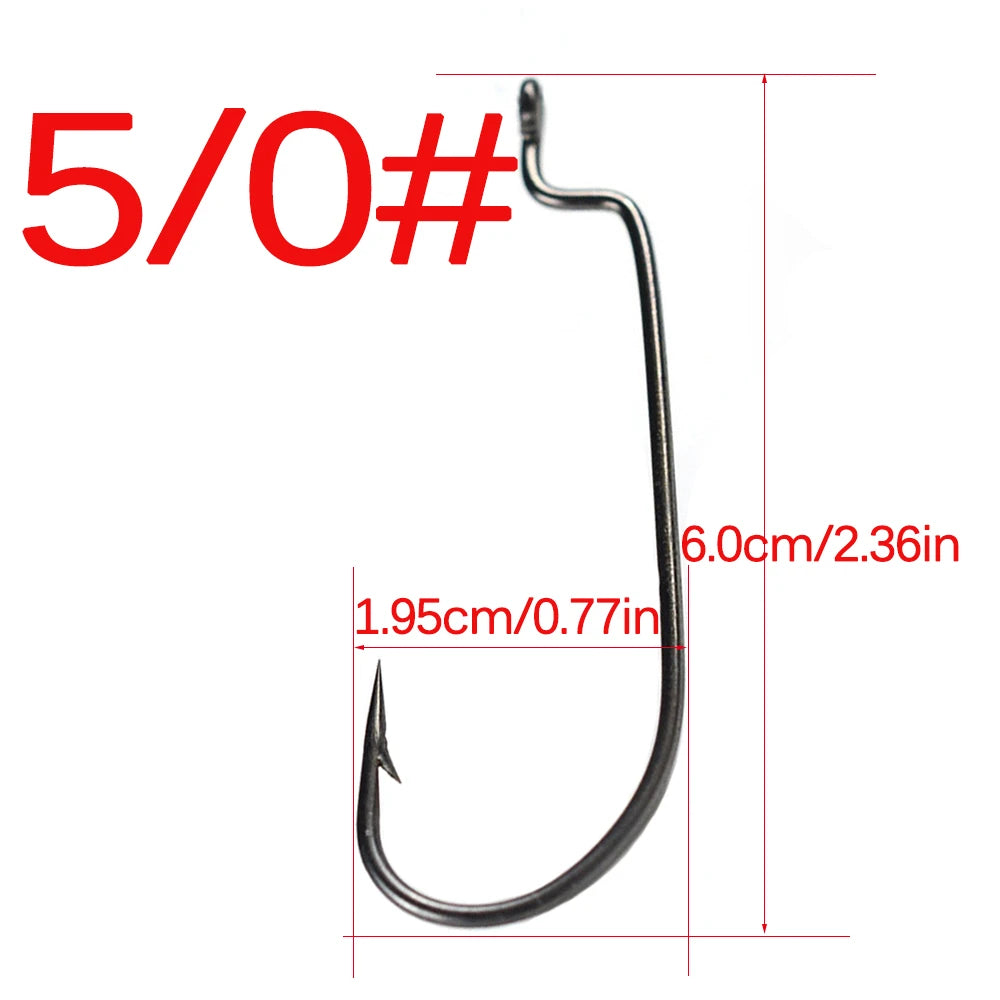 50pcs High Carbon Steel Narrow Crank Hook 1# 2# 4# 6# 8# 1/0# 2/0# 3/0# 4/0# 5/0# Lure Jig Rig Fishing Soft Bait Worm Hook