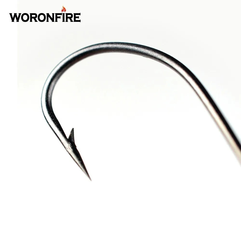 50pcs High Carbon Steel Narrow Crank Hook 1# 2# 4# 6# 8# 1/0# 2/0# 3/0# 4/0# 5/0# Lure Jig Rig Fishing Soft Bait Worm Hook