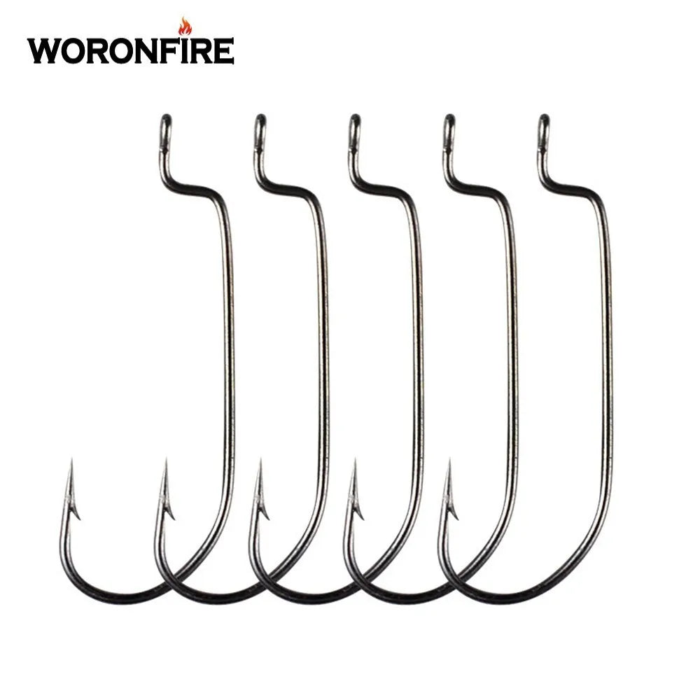 50pcs High Carbon Steel Narrow Crank Hook 1# 2# 4# 6# 8# 1/0# 2/0# 3/0# 4/0# 5/0# Lure Jig Rig Fishing Soft Bait Worm Hook