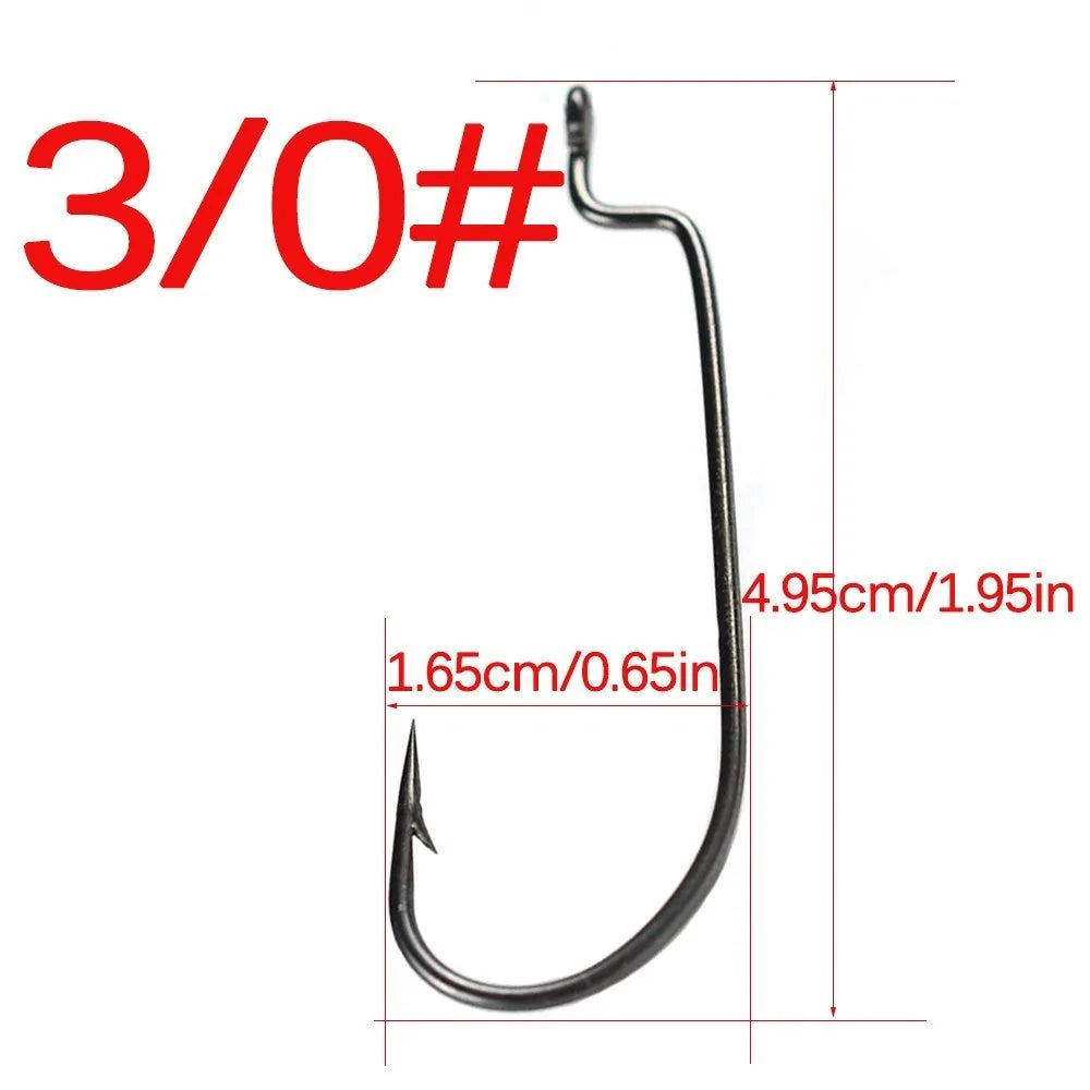 50pcs High Carbon Steel Narrow Crank Hook 1# 2# 4# 6# 8# 1/0# 2/0# 3/0# 4/0# 5/0# Lure Jig Rig Fishing Soft Bait Worm Hook