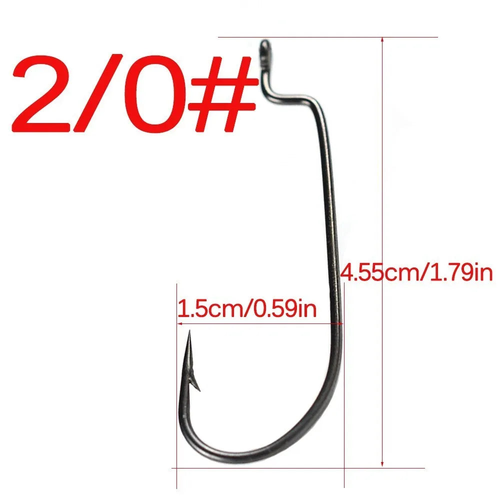 50pcs High Carbon Steel Narrow Crank Hook 1# 2# 4# 6# 8# 1/0# 2/0# 3/0# 4/0# 5/0# Lure Jig Rig Fishing Soft Bait Worm Hook