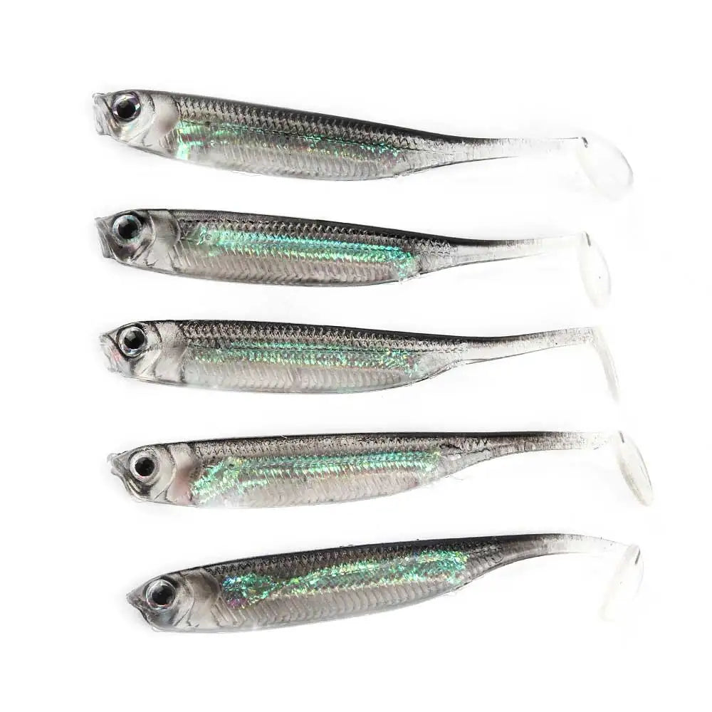 5Pcs/lot Fishing Soft Bait Length 7CM/2.5 inches, T Tail fish Fishing Lures Rainbow Color