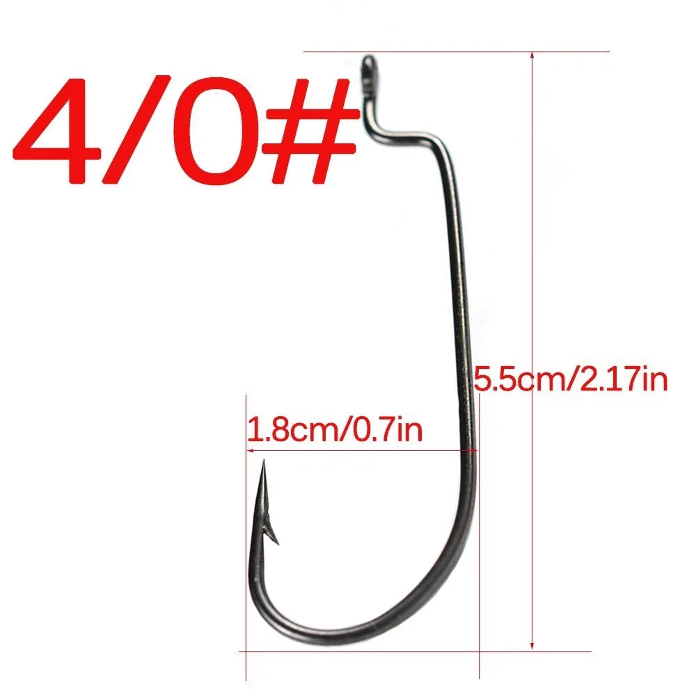 50pcs High Carbon Steel Narrow Crank Hook 1# 2# 4# 6# 8# 1/0# 2/0# 3/0# 4/0# 5/0# Lure Jig Rig Fishing Soft Bait Worm Hook