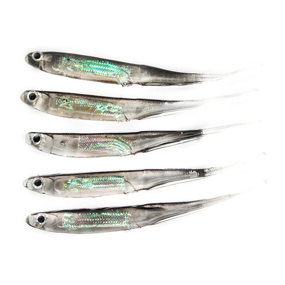 5Pcs/lot Fishing Soft Bait Length 7CM/2.5 inches, T Tail fish Fishing Lures Rainbow Color
