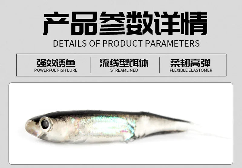 5Pcs/lot Fishing Soft Bait Length 7CM/2.5 inches, T Tail fish Fishing Lures Rainbow Color