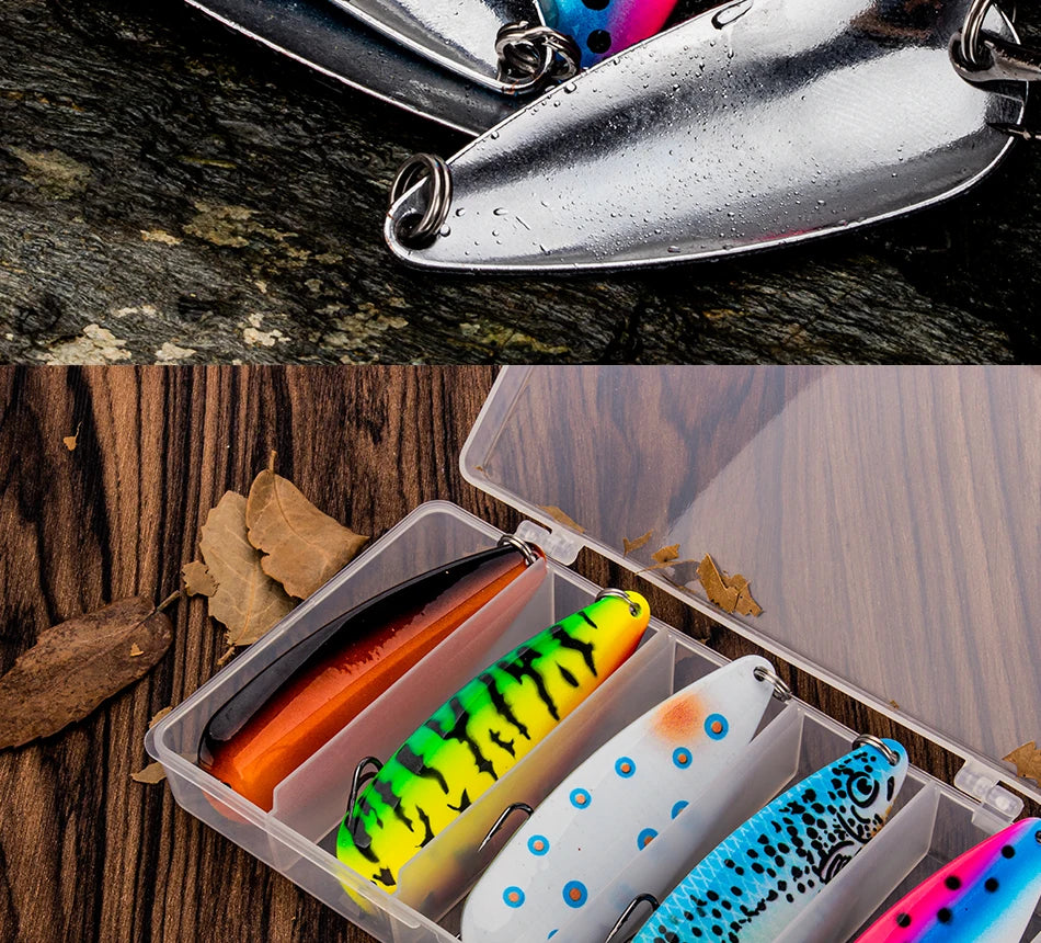 THKFISH 5pcs Fishing Spoon Trout Lure 3.5g 5g 7g 10g 15g 21g 28g Metal Spoon Hard Bait Trebble Hook For TROUT BASS PIKE Fishing