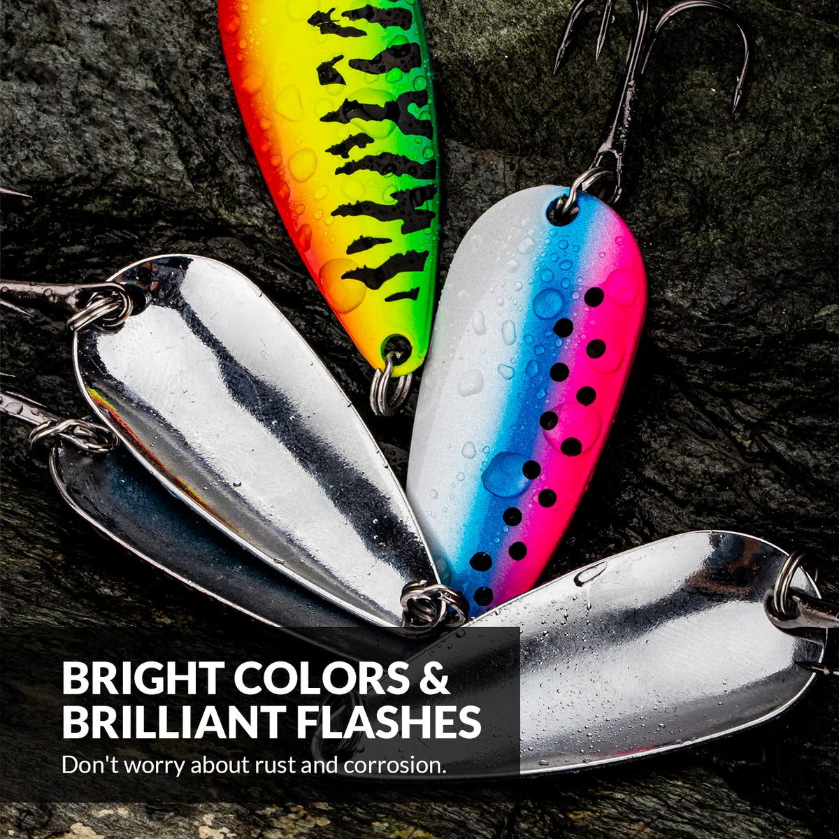 THKFISH 5pcs Fishing Spoon Trout Lure 3.5g 5g 7g 10g 15g 21g 28g Metal Spoon Hard Bait Trebble Hook For TROUT BASS PIKE Fishing