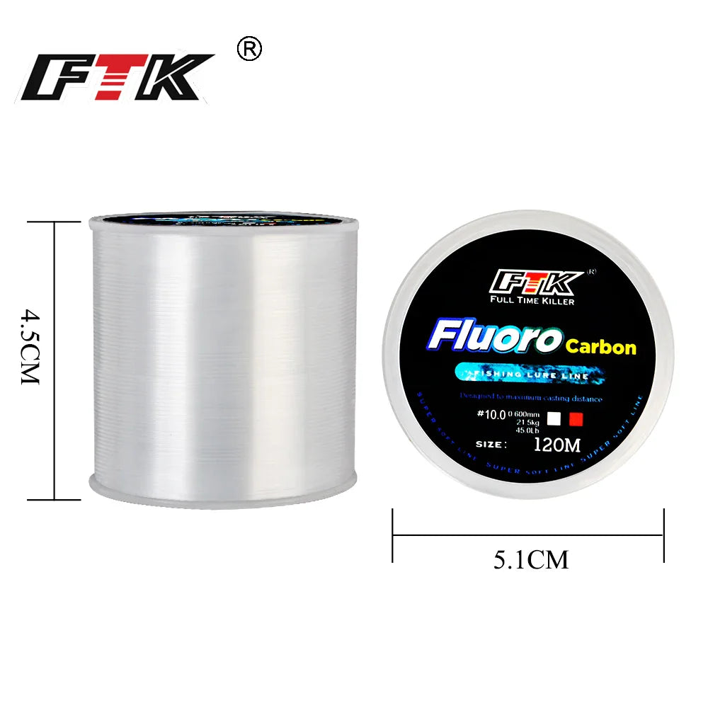 120M Fluorocarbon Coated Fishing Line 0.14mm-0.60mm 4.13LB-45LB  Sinking fishing Line Strong Tensile Strength Superior Abrasion resistance