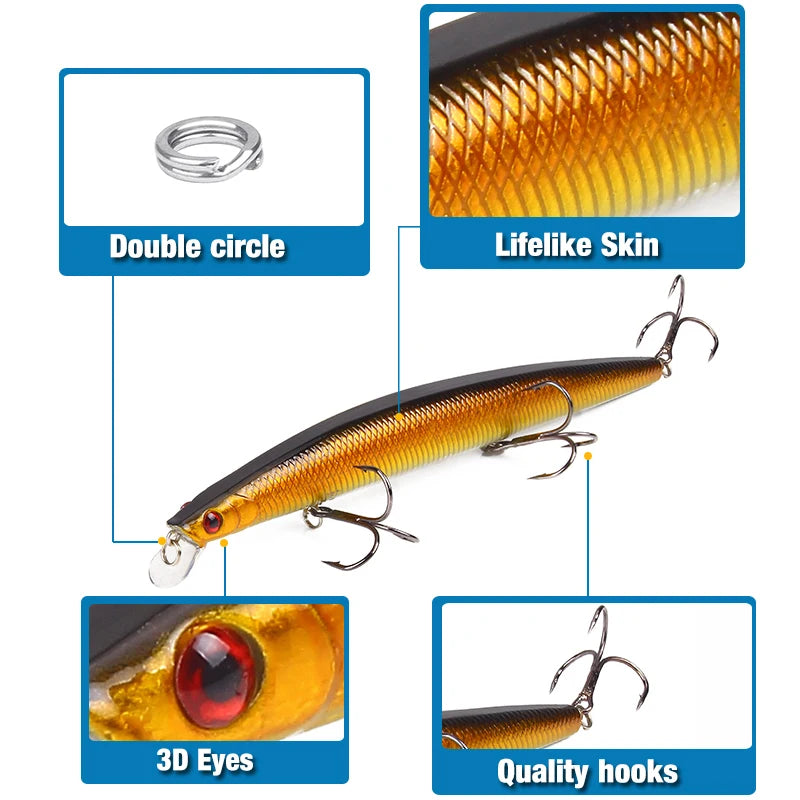 Swimming Minnow Floating Jerkbaits Bass Fishing Lure Length 18Cm/7 inches Weight 26.5g/.93 ounces.
