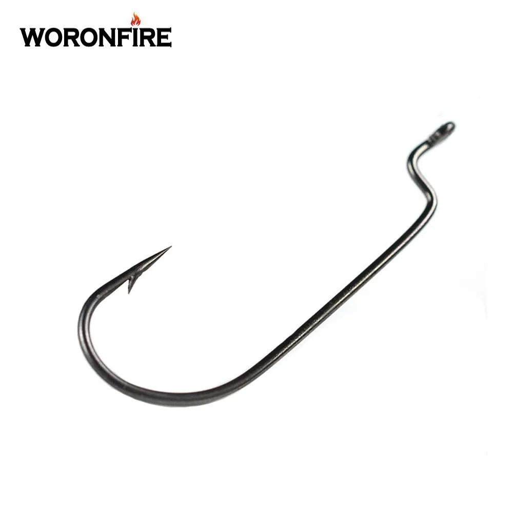 50pcs High Carbon Steel Narrow Crank Hook 1# 2# 4# 6# 8# 1/0# 2/0# 3/0# 4/0# 5/0# Lure Jig Rig Fishing Soft Bait Worm Hook