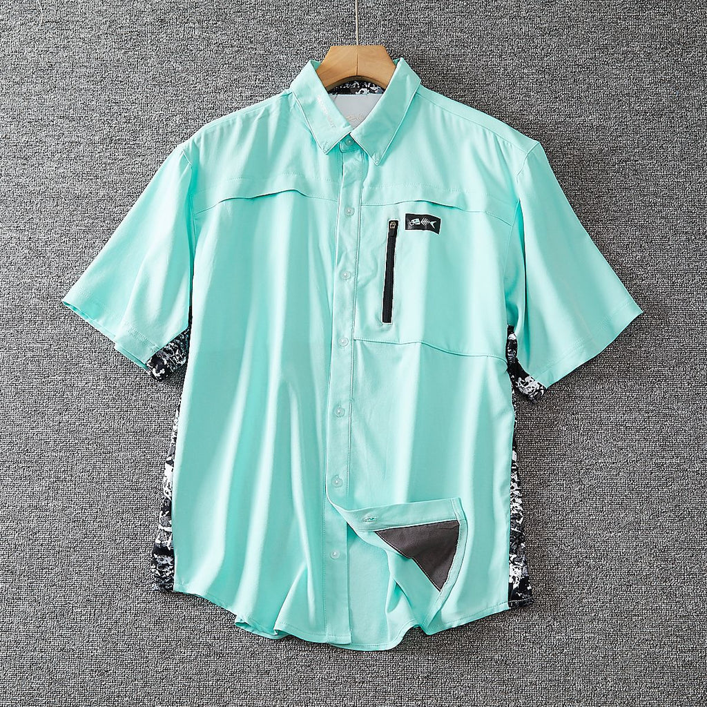 German Foreign Trade Large Size Outdoor Fishing Quick-drying Shirt Sunscreen Breathable Stretch Men's Workwear Loose Casual Shirt