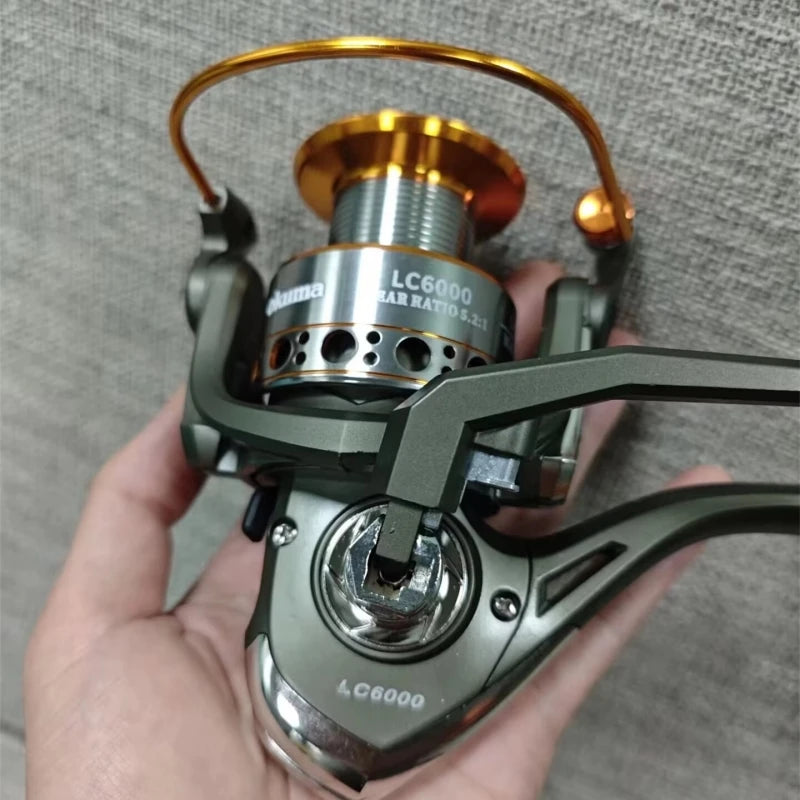 Okuma High Speed 5.2:1 Fishing Spinning Reel Anti-Corrosion Casting Reel Saltwater Freshwater 10KG Front and Rear Drag Reel