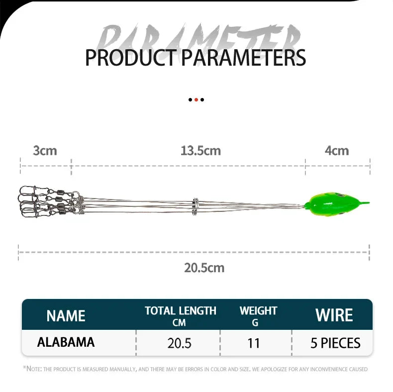 5 Arms Alabama Fishing Accessory for Bass Fishing with Barrel Swivels Bait Accessory