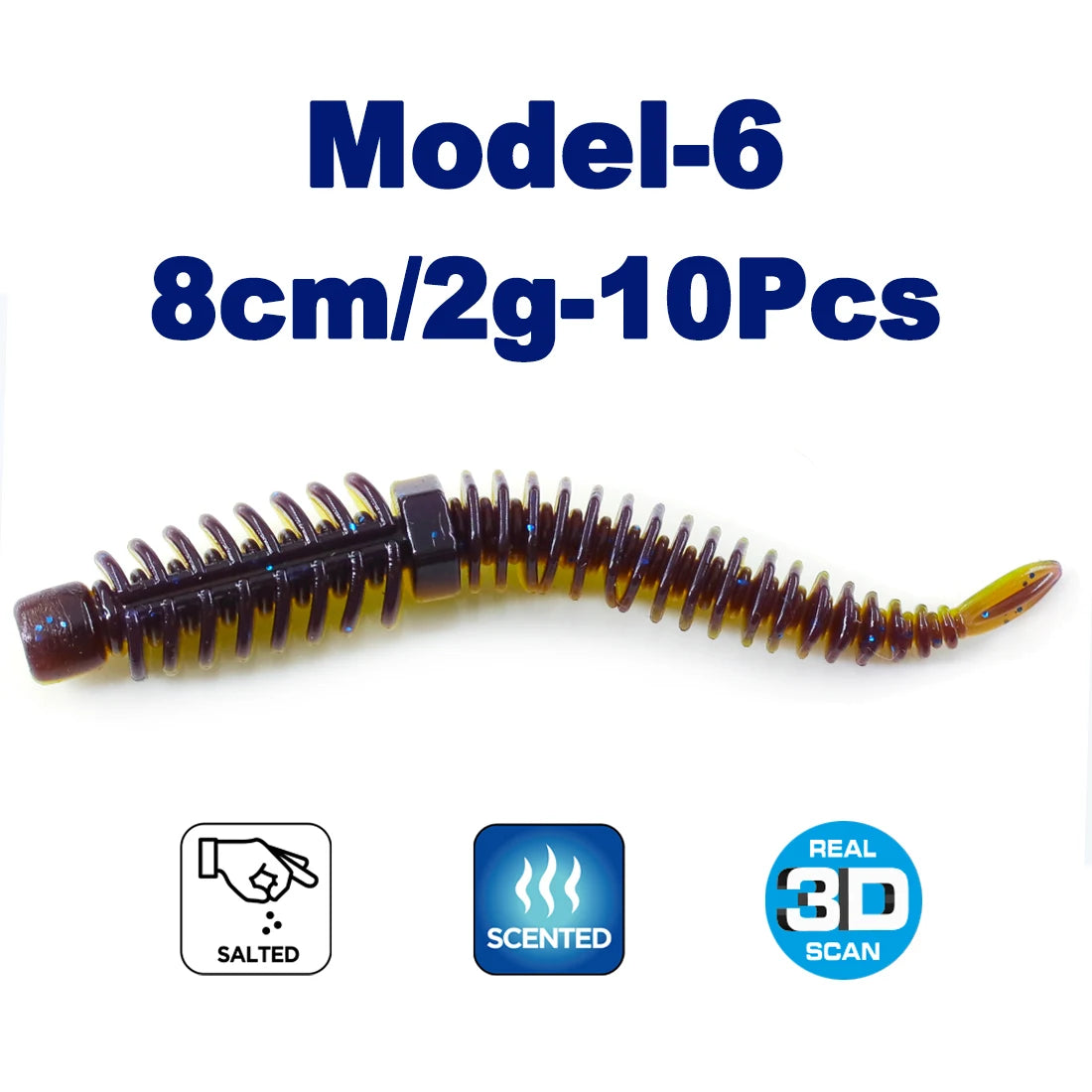 FishTrip 10pcs Soft Plastic Fishing Lures Worms Bait TPE Swimbaits for Ned Rig Hook Saltwater Fishing Tackle Trout Wobblers Carp