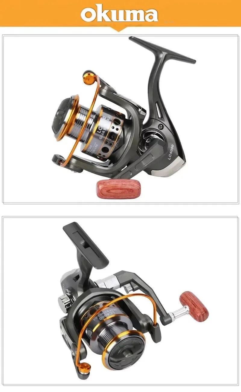 Okuma High Speed 5.2:1 Fishing Spinning Reel Anti-Corrosion Casting Reel Saltwater Freshwater 10KG Front and Rear Drag Reel