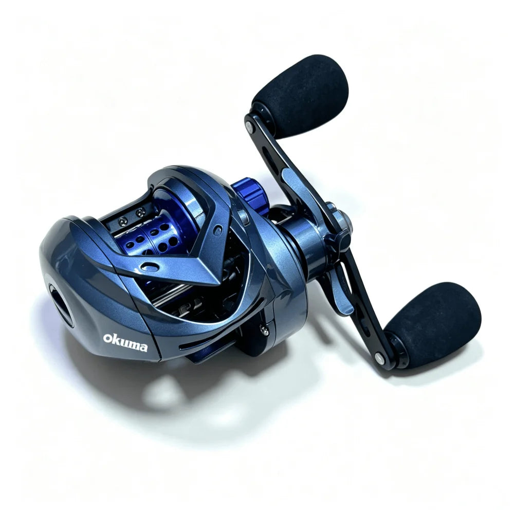 New Okuma Long Cast Baitcasting Reel 7.2:1 Ratio 8KG Drag Power 10 Magnets Anti-Tangle System Brass Gear Fishing Reel