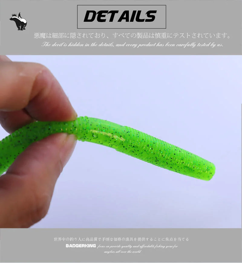 Length 14cm/5 inches Weight 11g/.38 Ounce Stick Bait Fishing Worm For Neko Rig, Wacky Rig, Weightless Rig, Weedless Rig Soft Silicone Gemany Material Tough Soft Plastic