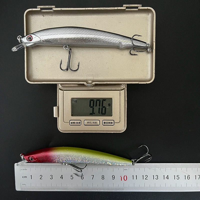 100mm/3.93 inches 10g/.35 oz Long Cast Sinking Minnow Salt Fresh Water Bass Pike Trout Striper Halibut Fishing Tackle