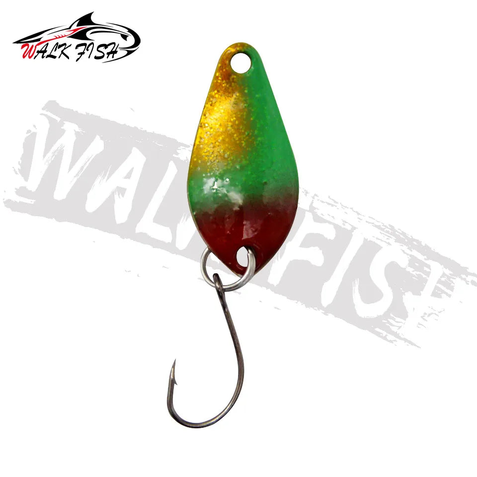 WALK FISH 1PCS 2g/25mm Metal Trout Spoon Bait Fishing Lure Hard Bait Lures With Single Hook Trout Perch Chub Salmon