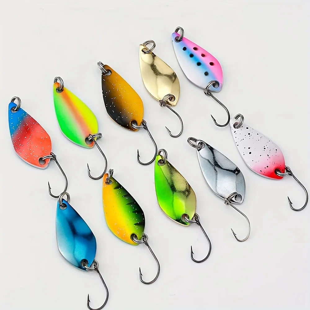 Assorted Metal Spoon Lures Set, 10/43 Pieces Colorful Fishing Spoon Baits, Trout Bass Salmon Fishing Artificial Lures