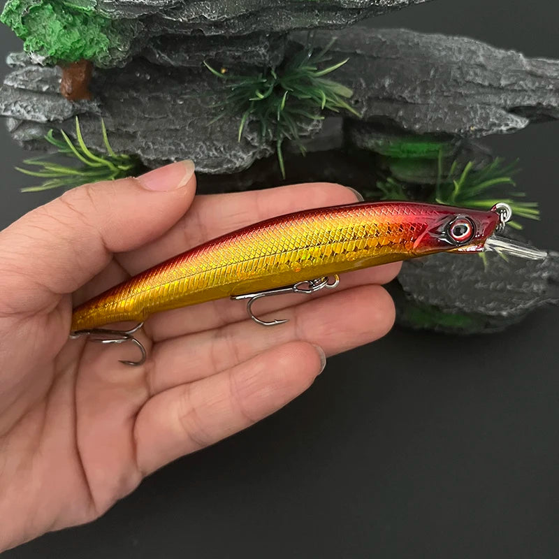 100mm/3.93 inches 10g/.35 oz Long Cast Sinking Minnow Salt Fresh Water Bass Pike Trout Striper Halibut Fishing Tackle