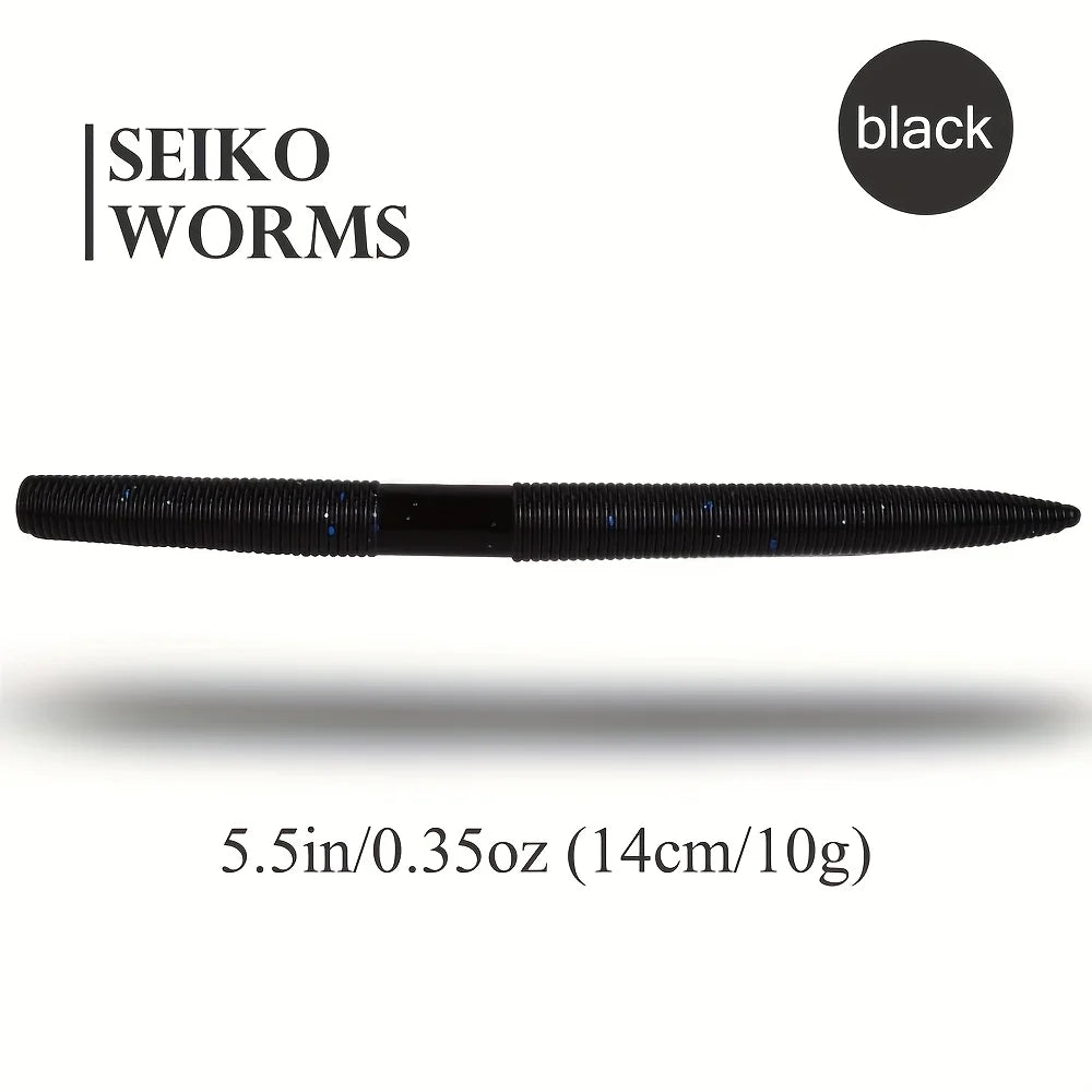 10pcs Stick Bait Worm- Soft plastic Fishing Bait for Bass Realistic looking Stick bait with 5 Colors available