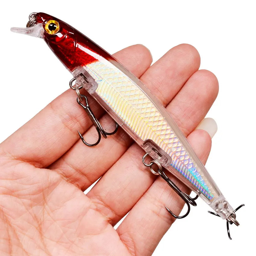 11cm/4.3 inches 12.9g/.42 ounces Minnow Style Fishing Lure Laser Hard Artificial Bait 3D Eyes Jerkbaits ideal for Pike, Striper, Bass, Halibut