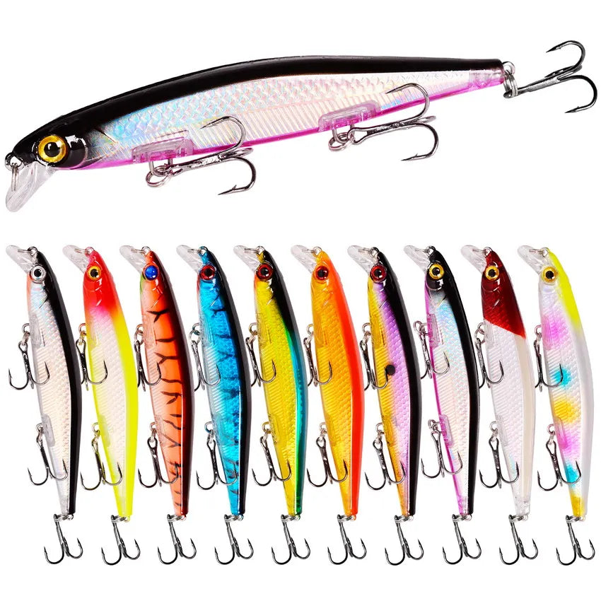 11cm/4.3 inches 12.9g/.42 ounces Minnow Style Fishing Lure Laser Hard Artificial Bait 3D Eyes Jerkbaits ideal for Pike, Striper, Bass, Halibut