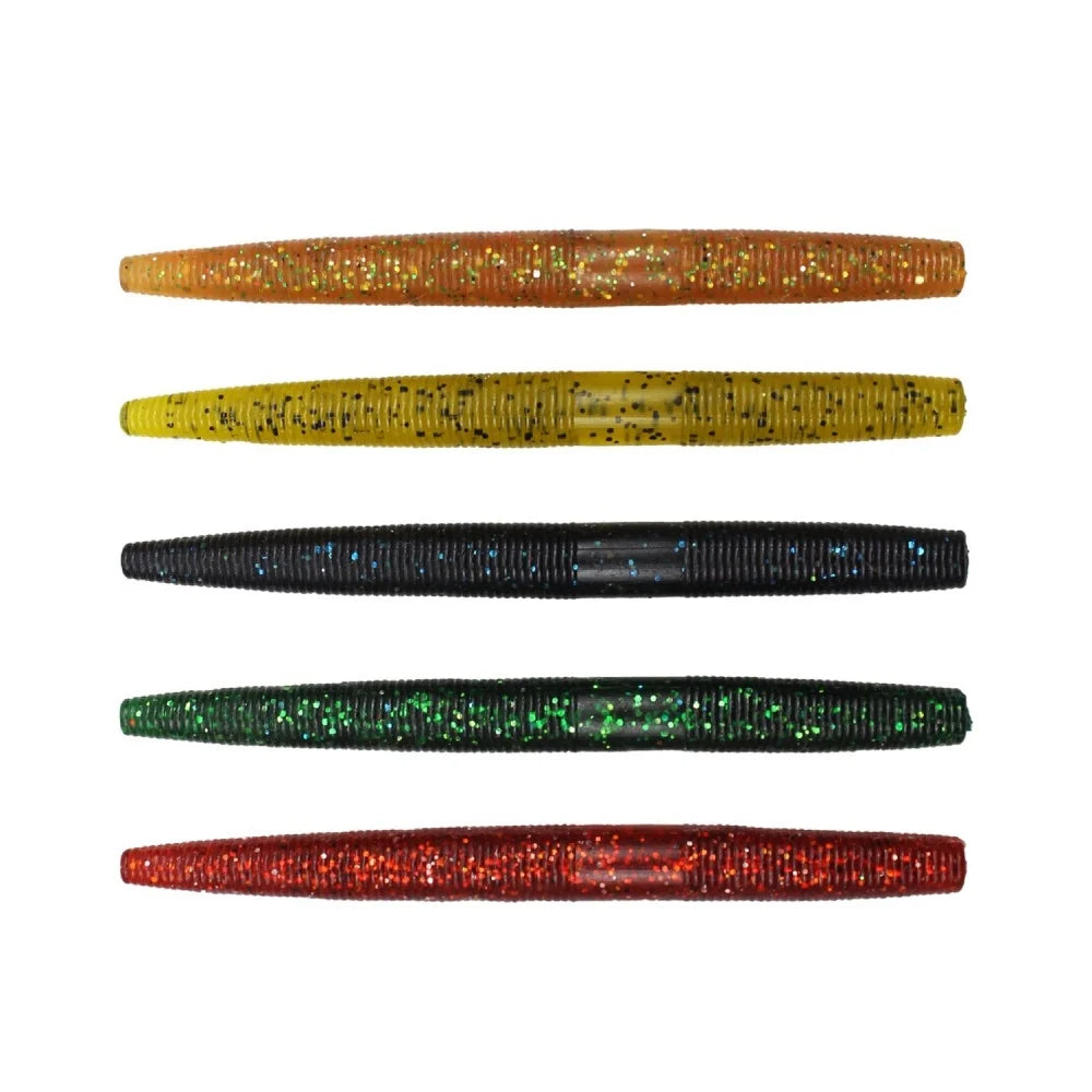 10 cm/ 3.93 inches and 14cm/5.5 inches Stick Worm Bait - Soft Fishing Lure Suitable for Bass Realistic Artificial Plastic Worm with 7 Colors available