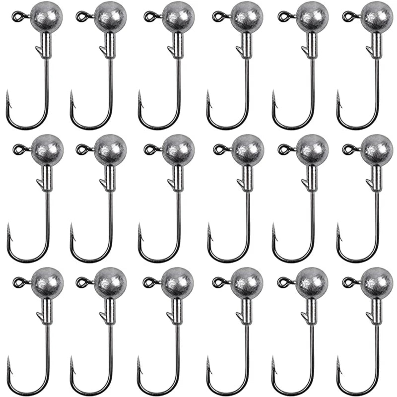 50pcs/set Crappie Jig Heads Fishing Hooks 1g 2g 3.5g Crank Jig Head Fishing Hook Lures Bait Soft Worm Fishhook Accessories For F