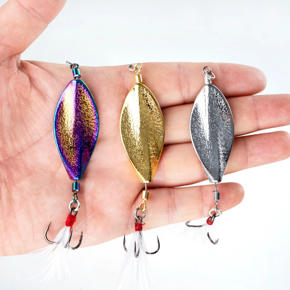 3Pcs Spoon Fishing Lure 3 Colors 5g/7g/10g/15g Treble Hook Metal Swimbait Artificial Hard Bait Sinking for Trout Bass