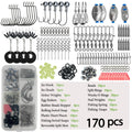 170-410pcs Professional Fishing Kit with Tackle Box, Hooks Sinkers Swivels for Bass Trout Saltwater Fishing Complete Lure Set