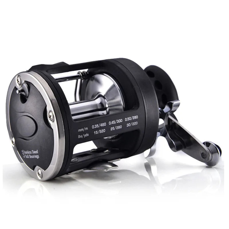 Sea Fishing Drum Reel Full Metal Head, Visual Fish Finder Boat Fishing Reel with Powerful Drag System