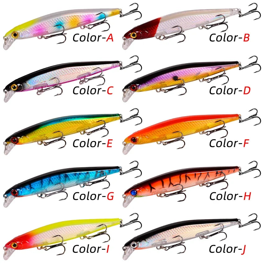 11cm/4.3 inches 12.9g/.42 ounces Minnow Style Fishing Lure Laser Hard Artificial Bait 3D Eyes Jerkbaits ideal for Pike, Striper, Bass, Halibut