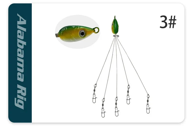 5 Arms Alabama Fishing Accessory for Bass Fishing with Barrel Swivels Bait Accessory