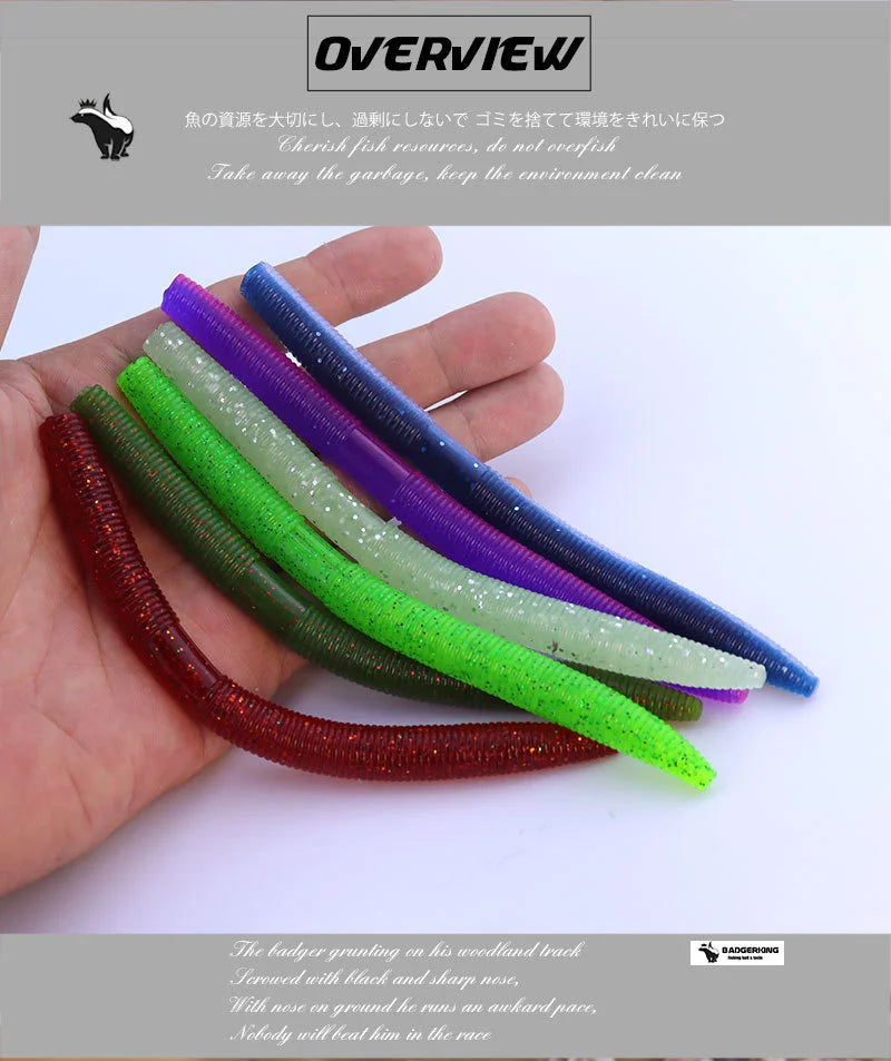 Length 14cm/5 inches Weight 11g/.38 Ounce Stick Bait Fishing Worm For Neko Rig, Wacky Rig, Weightless Rig, Weedless Rig Soft Silicone Gemany Material Tough Soft Plastic