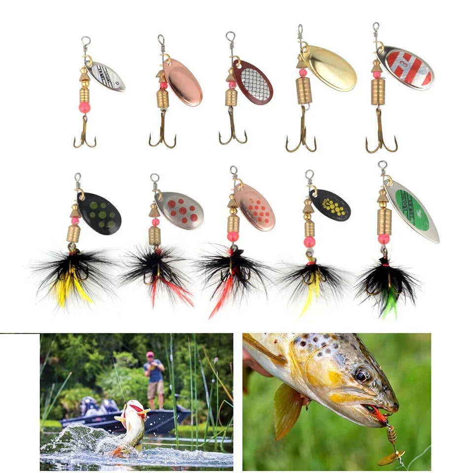 Metal Spinner Lure Set (10pcs) – 2–8g Fishing Spinners for Pike, Bass, Trout