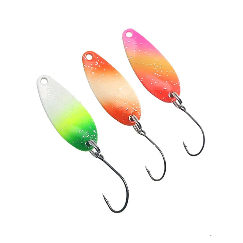 Trout Spoon Bait 3Pcs/Set 2g 28mm Metal Fishing Lure With Single Hook Hard Bait Lures Trout Perch Chub Salmon