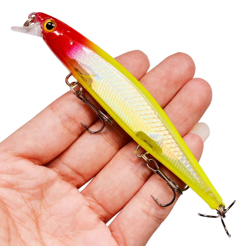 11cm/4.3 inches 12.9g/.42 ounces Minnow Style Fishing Lure Laser Hard Artificial Bait 3D Eyes Jerkbaits ideal for Pike, Striper, Bass, Halibut