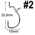 500 pcs Wide Gap Worm Fishing Hooks Jig Crank Big Bass Hook Black High Carbon Steel Crank Barbed Hook for Soft Fishing Lure