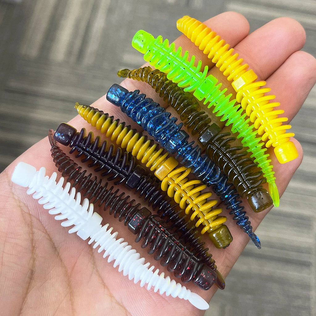 FishTrip 10pcs Soft Plastic Fishing Lures Worms Bait TPE Swimbaits for Ned Rig Hook Saltwater Fishing Tackle Trout Wobblers Carp