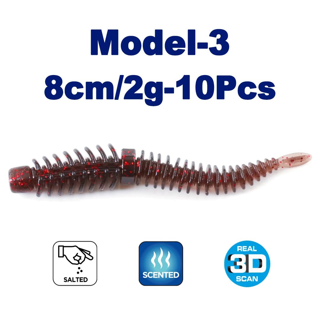 FishTrip 10pcs Soft Plastic Fishing Lures Worms Bait TPE Swimbaits for Ned Rig Hook Saltwater Fishing Tackle Trout Wobblers Carp